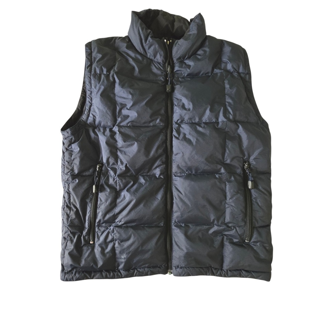 Gap Mens Puffer Vest Navy Blue Ripstop Down Fill Reversible Jacket Small